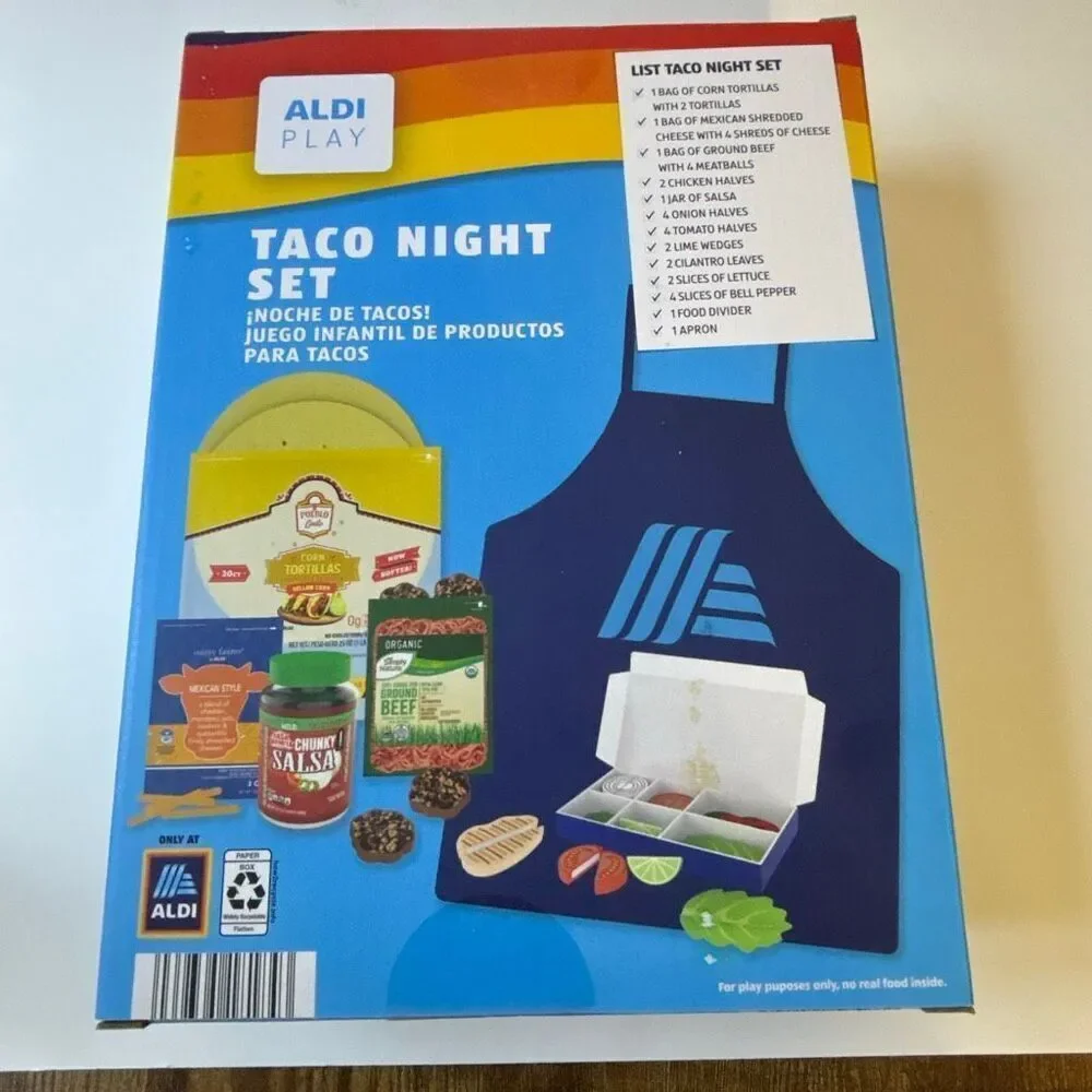 Aldi TACO NIGHT SET 36pc Grocery Dinner Food Kids Toy Pretend Play Set NEW